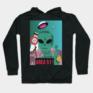 Cartoon Area 51 UFO Space Lover Design Hoodie